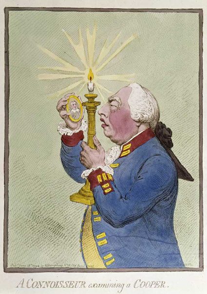 Gillray's cartoon of King George III, 'A Connoisseur examining a Cooper'